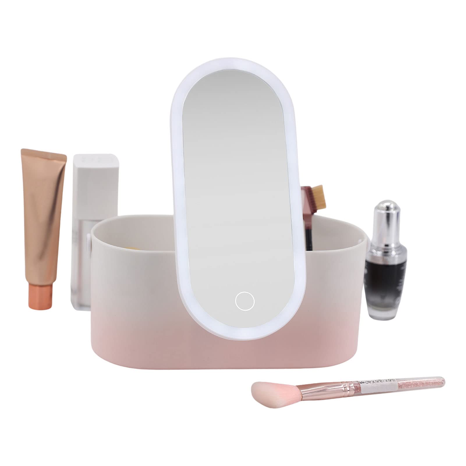 Portable LED Makeup Mirror Travel Case - Yeqoo Pink Gradient Cosmetic Organizer with Lights | Perfect for Women's Travel, Home Vanity & On-the-Go Touch Ups