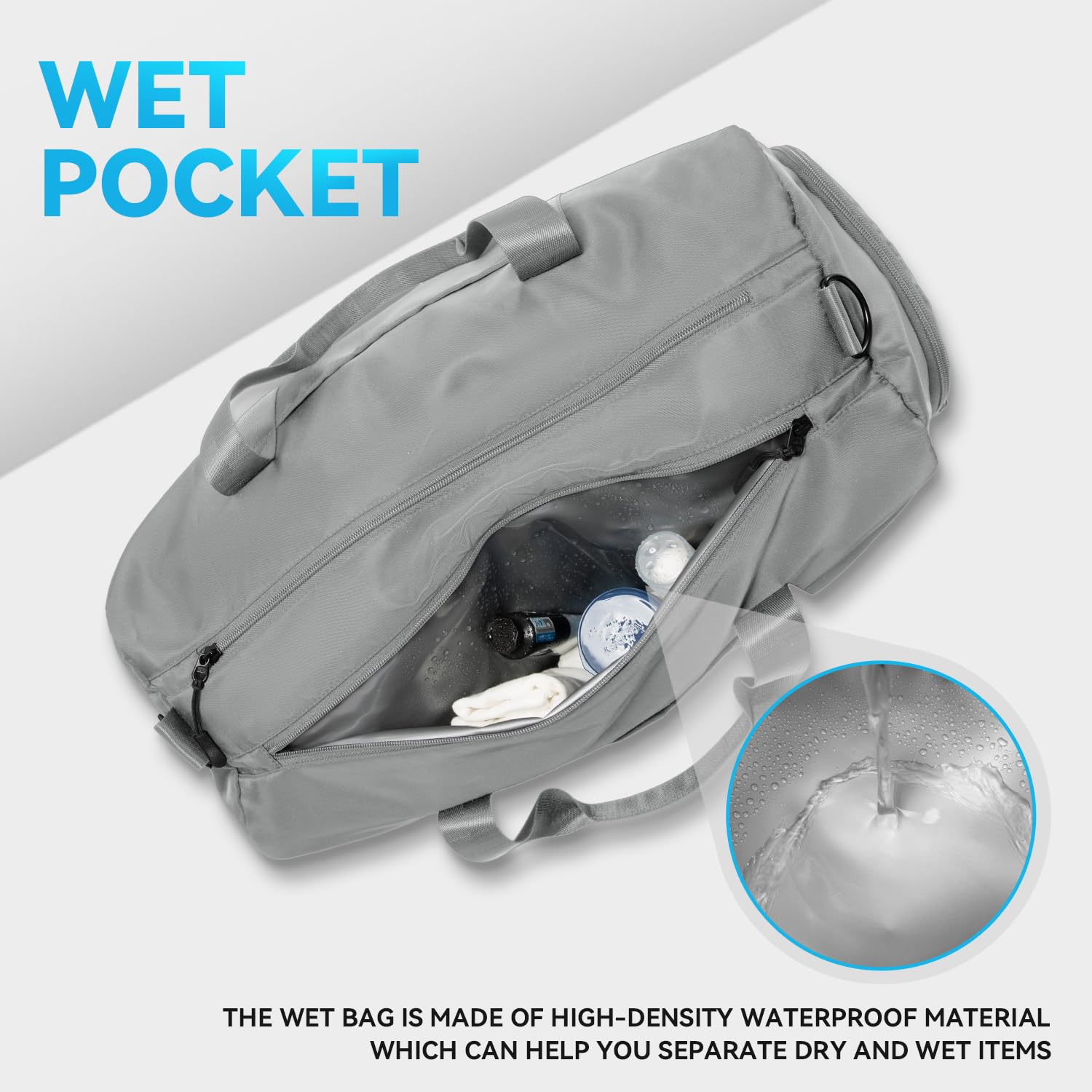 VICTORIATOURIST Water-Resistant Gym & Travel Duffel Bag for Men & Women with Shoe Compartment - Perfect for Sports, Workout, Weekend Trips & Overnight Travel (Silver Gray)