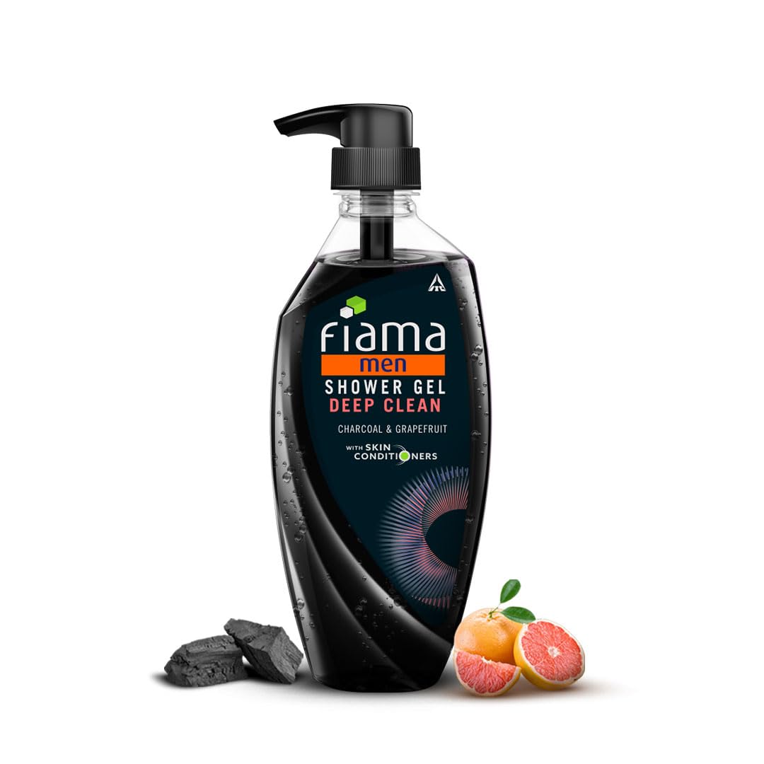 Fiama Men's Body Wash & Shower Gel - Deep Cleansing 500ml with Charcoal & Grapefruit for Fresh, Bright Skin | Refreshing Daily Shower for Men | Gym, Workout & Post-Sports Cleansing