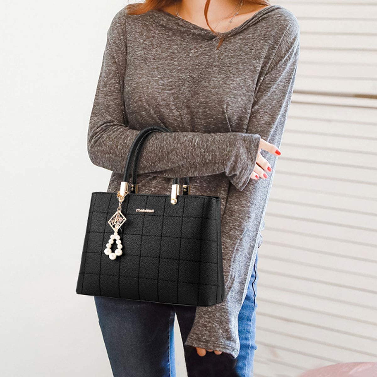 Women's PU Leather Top Handle Satchel - Stylish Shoulder Tote Bag for Work & Travel