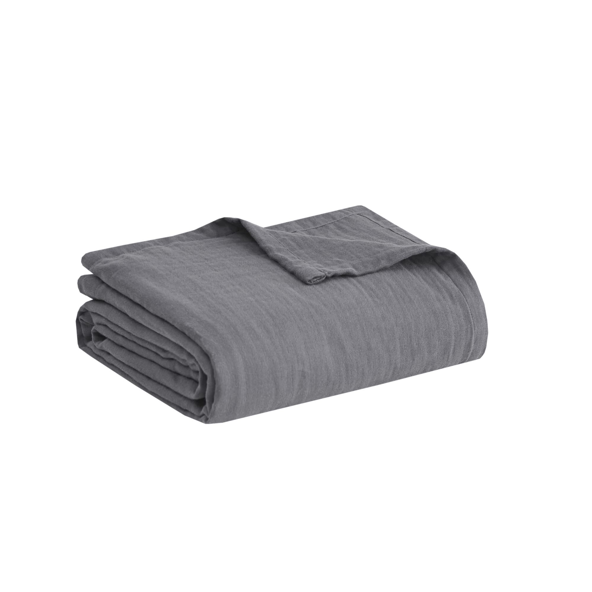 100% Cotton Gauze Blanket - Soft, Breathable & Lightweight Summer Blanket - 3 Layer All Season Blanket for Bed, Couch & Office - Full/Queen Size 90x90 Inches - Charcoal Grey - Perfect for Home, Travel & Baby Nursery