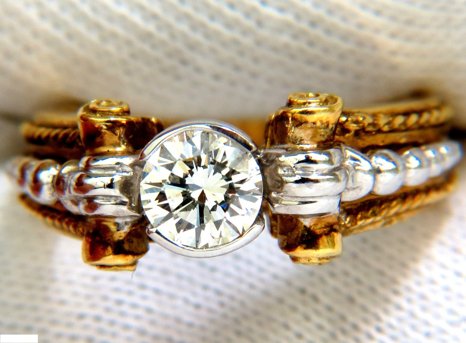 18KT .73CT Round Brilliant Diamond Ring with Venetian Prime Deco H/VS - Elegant Engagement, Wedding, or Anniversary Jewelry Gift for Women