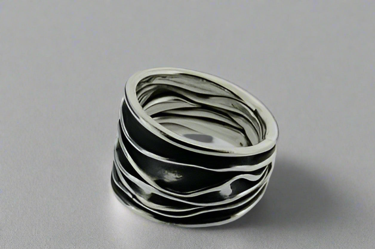 Oxidized Creased Ring - Sterling Silver Jewelry for Women, Vintage Style Stackable Ring - Perfect for Everyday Wear, Gift Giving & Special Occasions