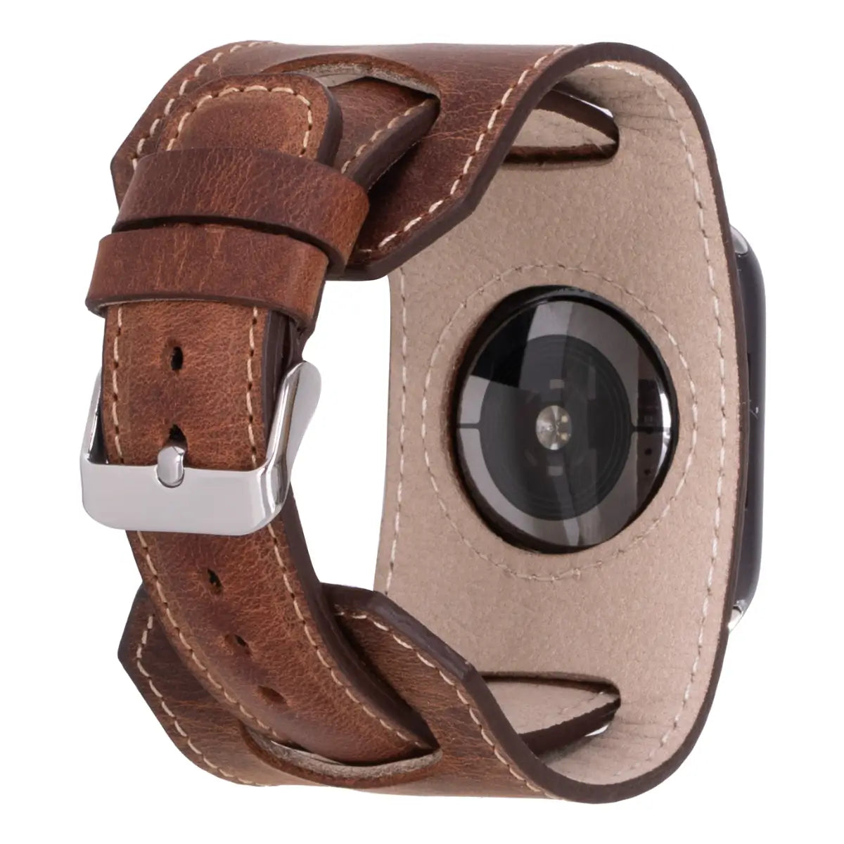 Vintage Brown Leather Apple Watch Band - Distressed Cuff Strap for Apple Watch Series 9/8/7/SE - Handmade Genuine Leather Replacement Strap for Men & Women - Perfect for Casual Wear, Office & Outdoor Activities