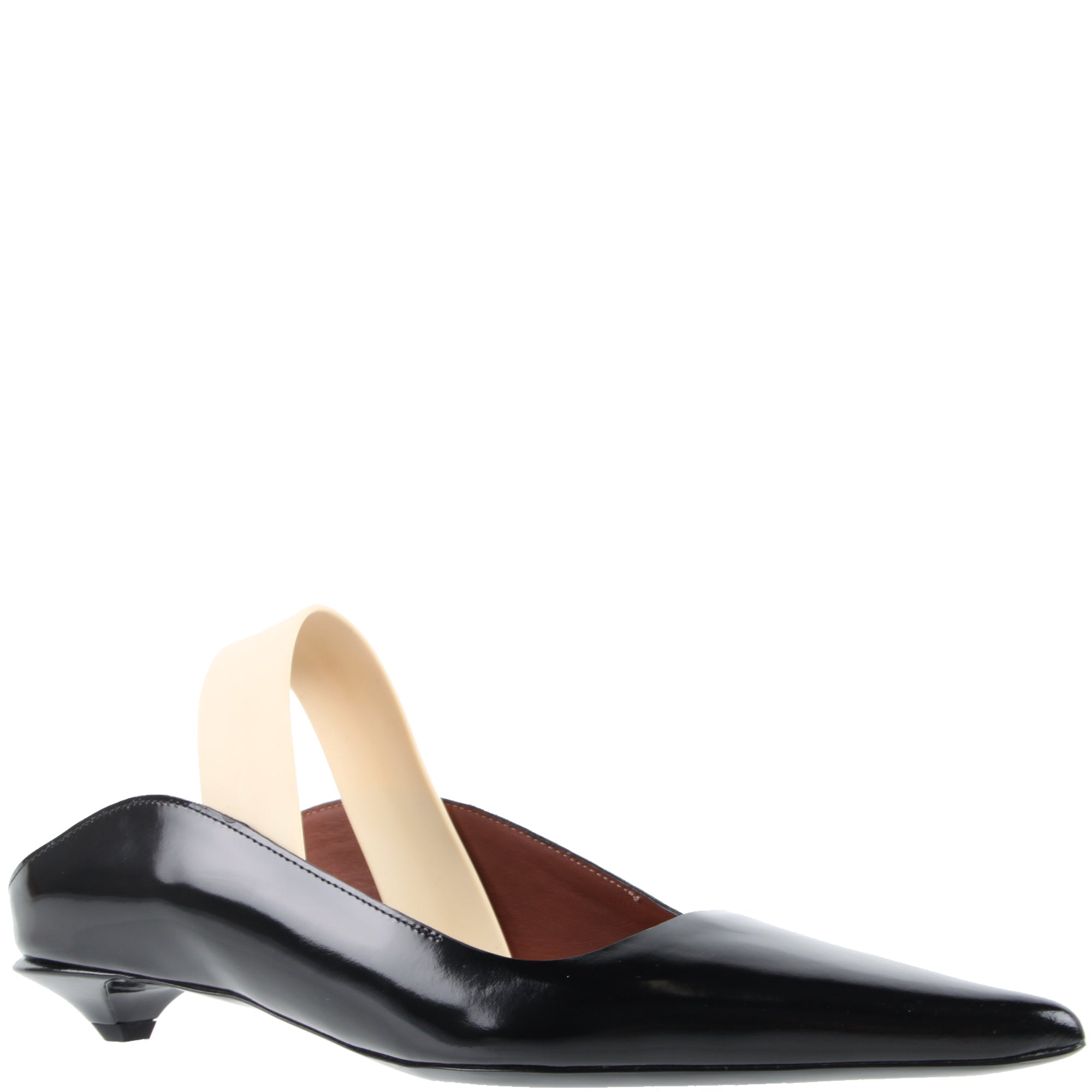 Women's Glossy Black Slingback Wave Pumps - Elegant Heels for Office, Party & Evening Wear