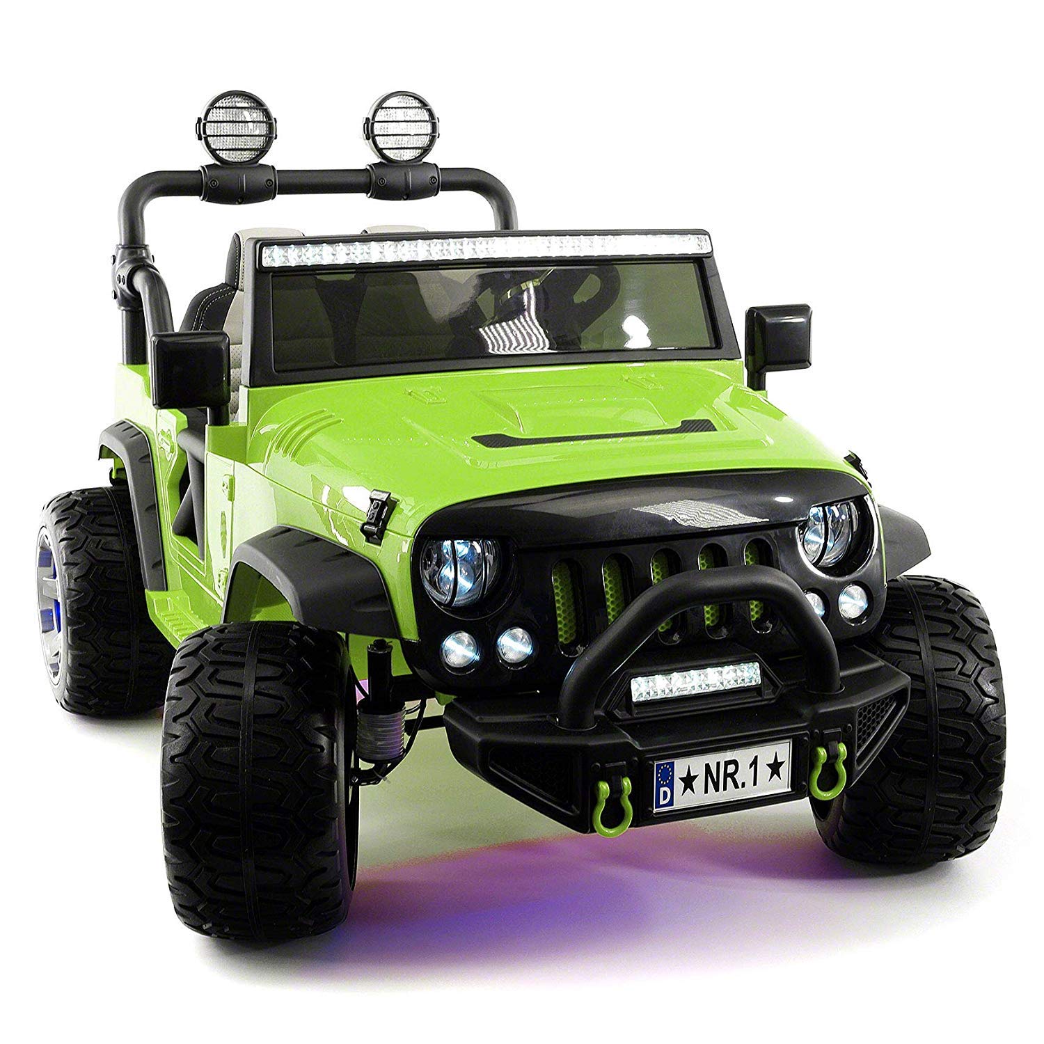 2023 12V Explorer Truck Kids Ride-On Car with LED Wheels, 2 Seater, Leather Seats, MP3 Player, FM Radio, Bluetooth, Remote Control – Perfect for Outdoor Play and Indoor Fun