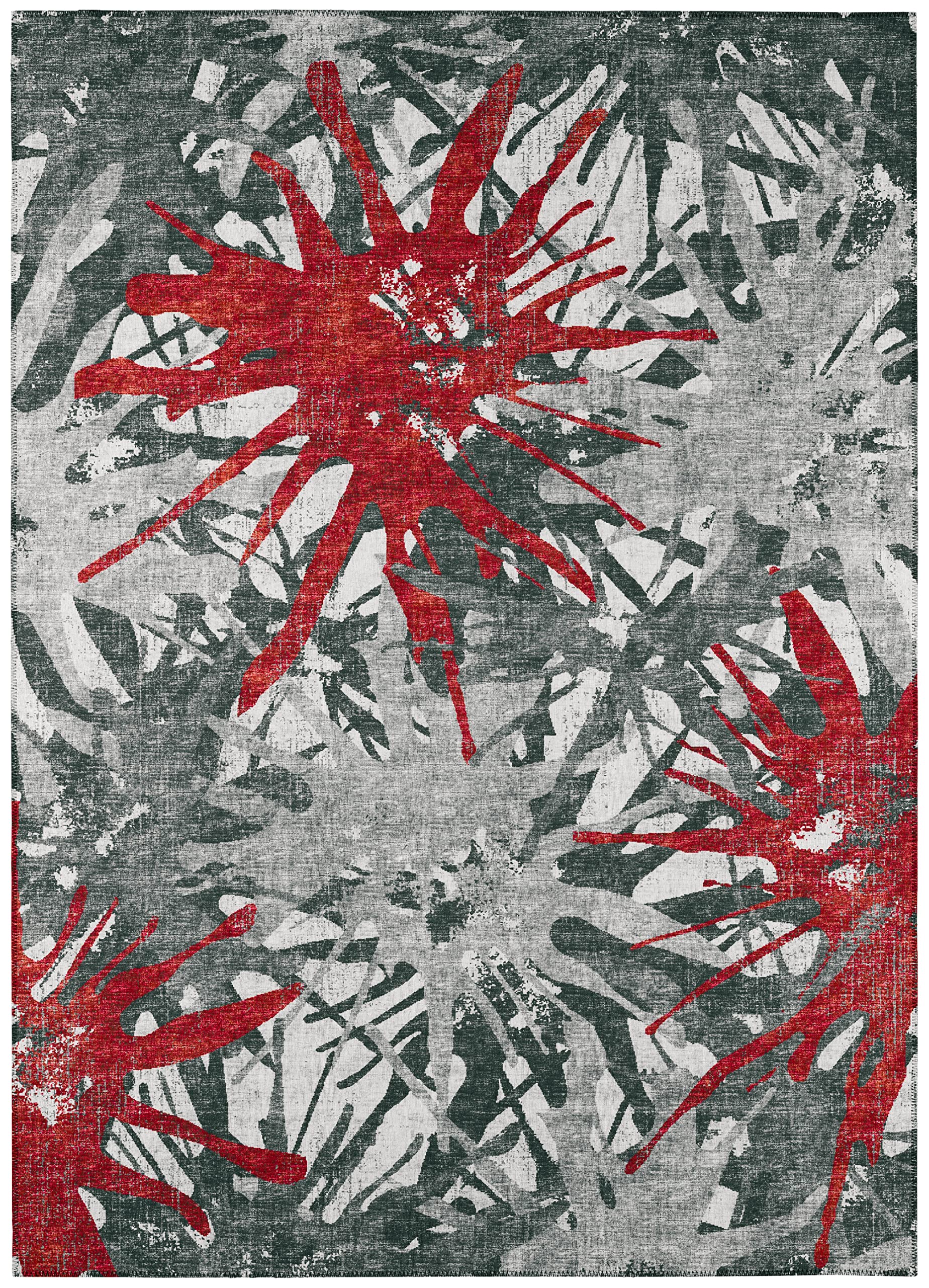 Addison Rugs Bravado ABV36 Red Washable 8' x 10' Indoor Outdoor Area Rug - Machine Washable, Non-Shedding, Easy Clean - Perfect for Bedroom, Living Room, Dining Room, Kitchen, Patio & Entryway - Great for High Traffic Areas & Pet-Friendly Homes