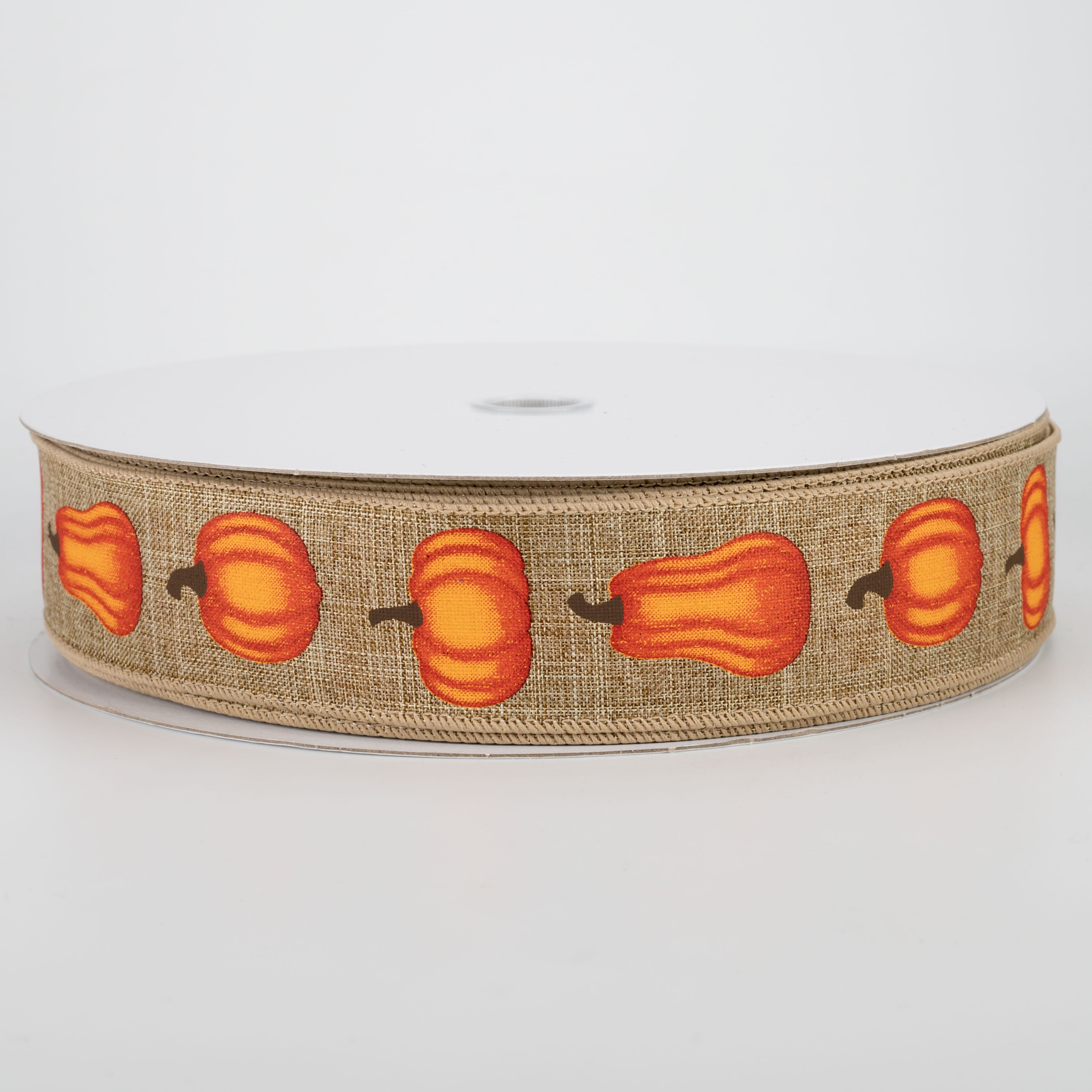 1.5 Inch Orange Pumpkin Ribbon - Natural Cotton Decorative Ribbon (50 Yards) for Fall Crafts, Gift Wrapping, and DIY Home Decor