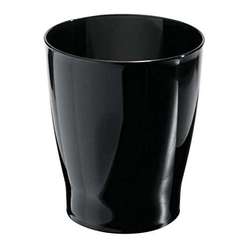 mDesign Round Plastic Bathroom Trash Can - 1.25 Gallon Small Wastebasket for Bathroom, Bedroom, Kids Room - Black Fyfe Collection - Perfect for Tight Spaces & Home Organization