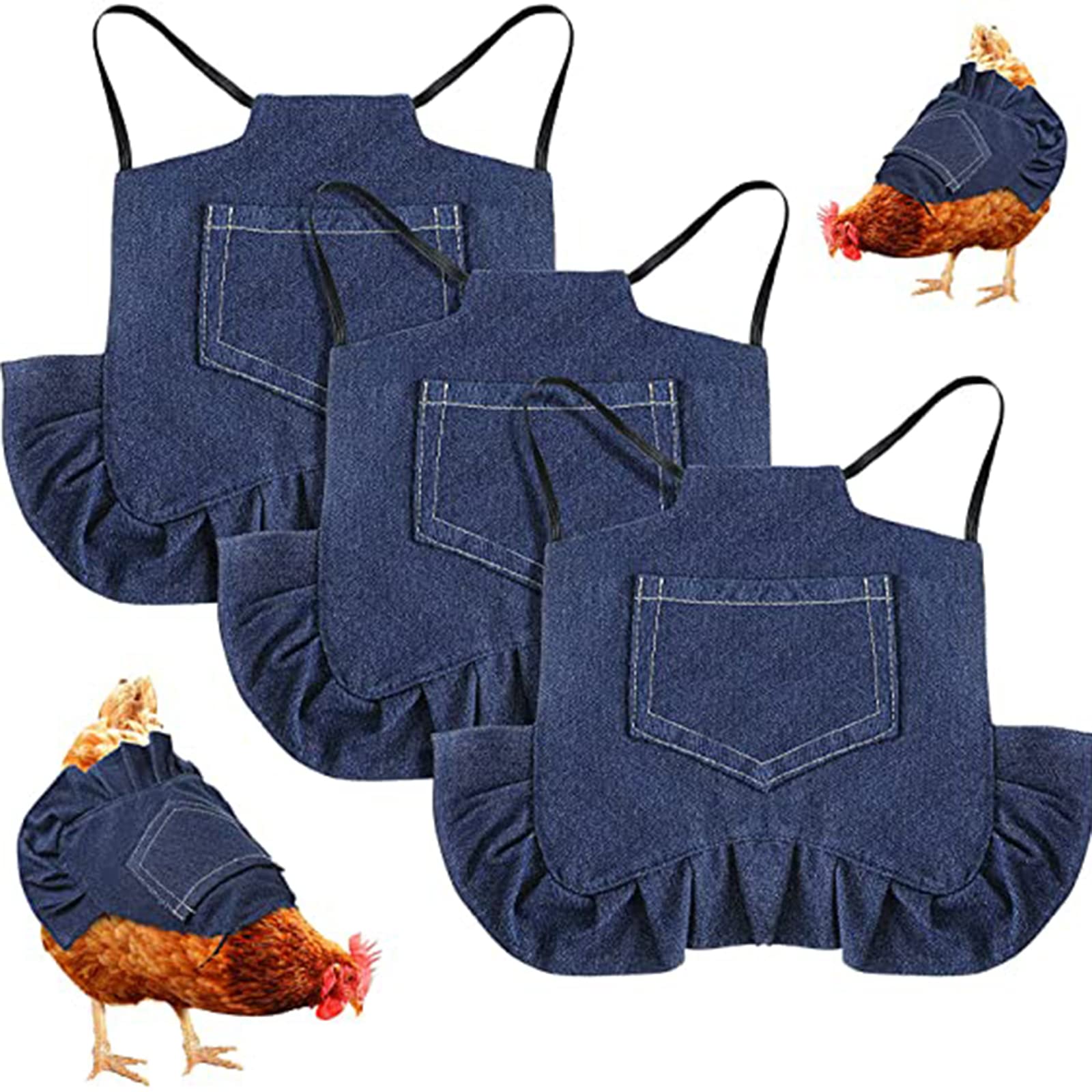 3 Pack Chicken Saddle Hen Apron - Adjustable Poultry Wing Protector with Elastic Straps for Chickens, Ducks & Geese | Prevent Feather Damage & Pecking Injuries During Free Range & Backyard Farming