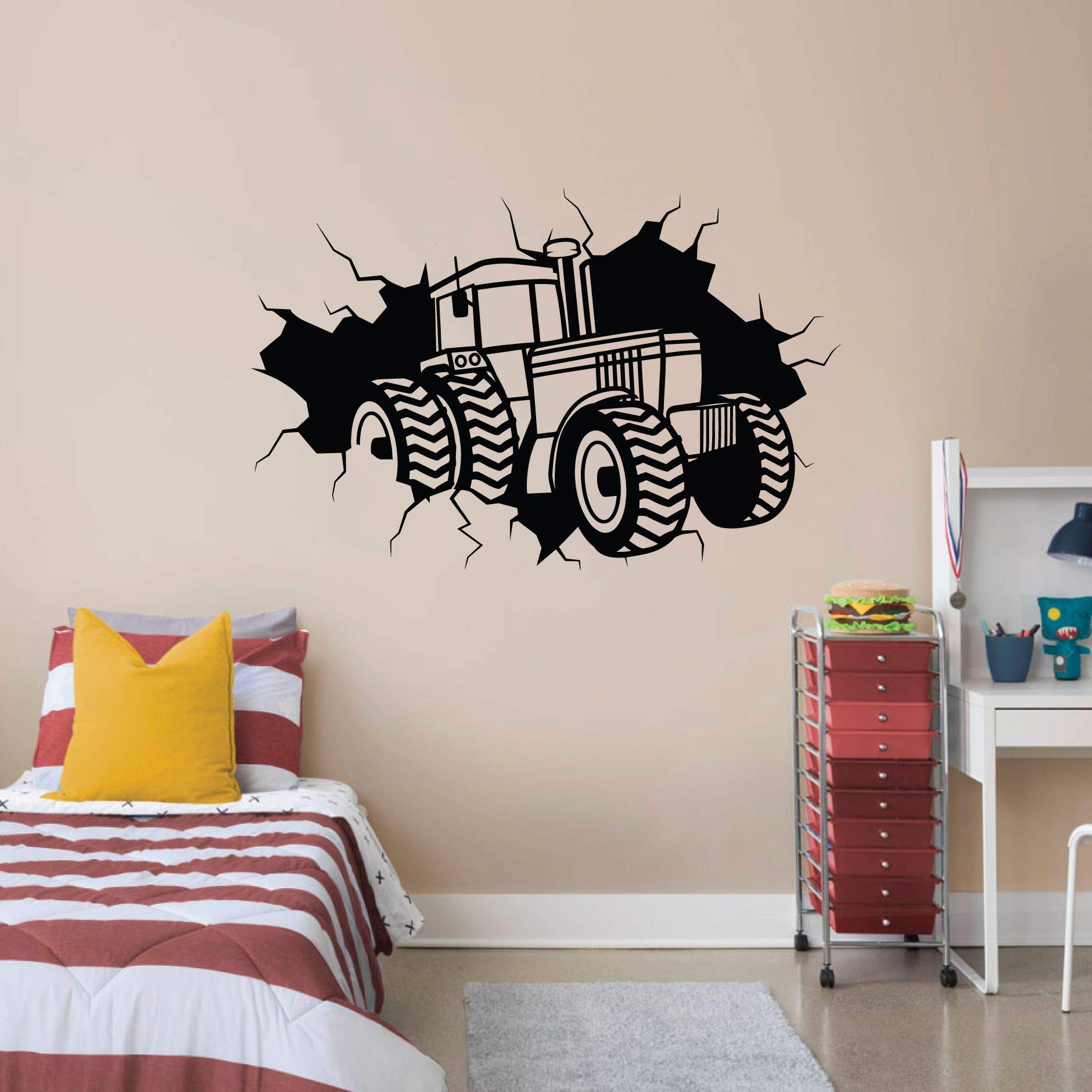 Big Tractor Truck Vinyl Wall Sticker - 14x20 Inch Farm Vehicle Decal for Kids Room, Nursery & Home Decor | Perfect for Boys & Girls Bedrooms, Kindergarten & Playroom Wall Art