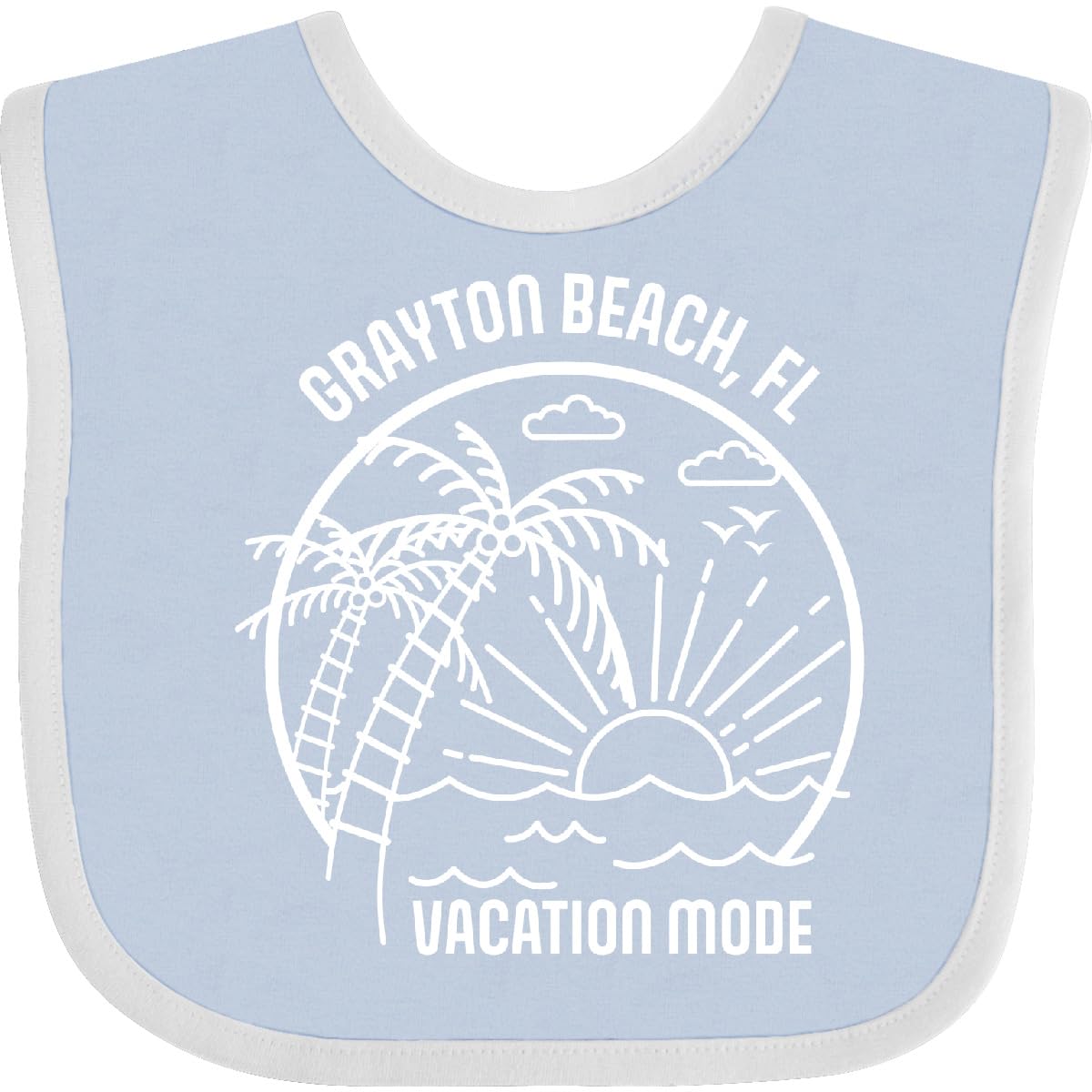 Inktastic Summer Vacation Mode Grayton Beach Florida Baby Bib - Soft Cotton Drool Bib for Infants & Toddlers - Perfect for Beach Trips, Travel & Everyday Use
