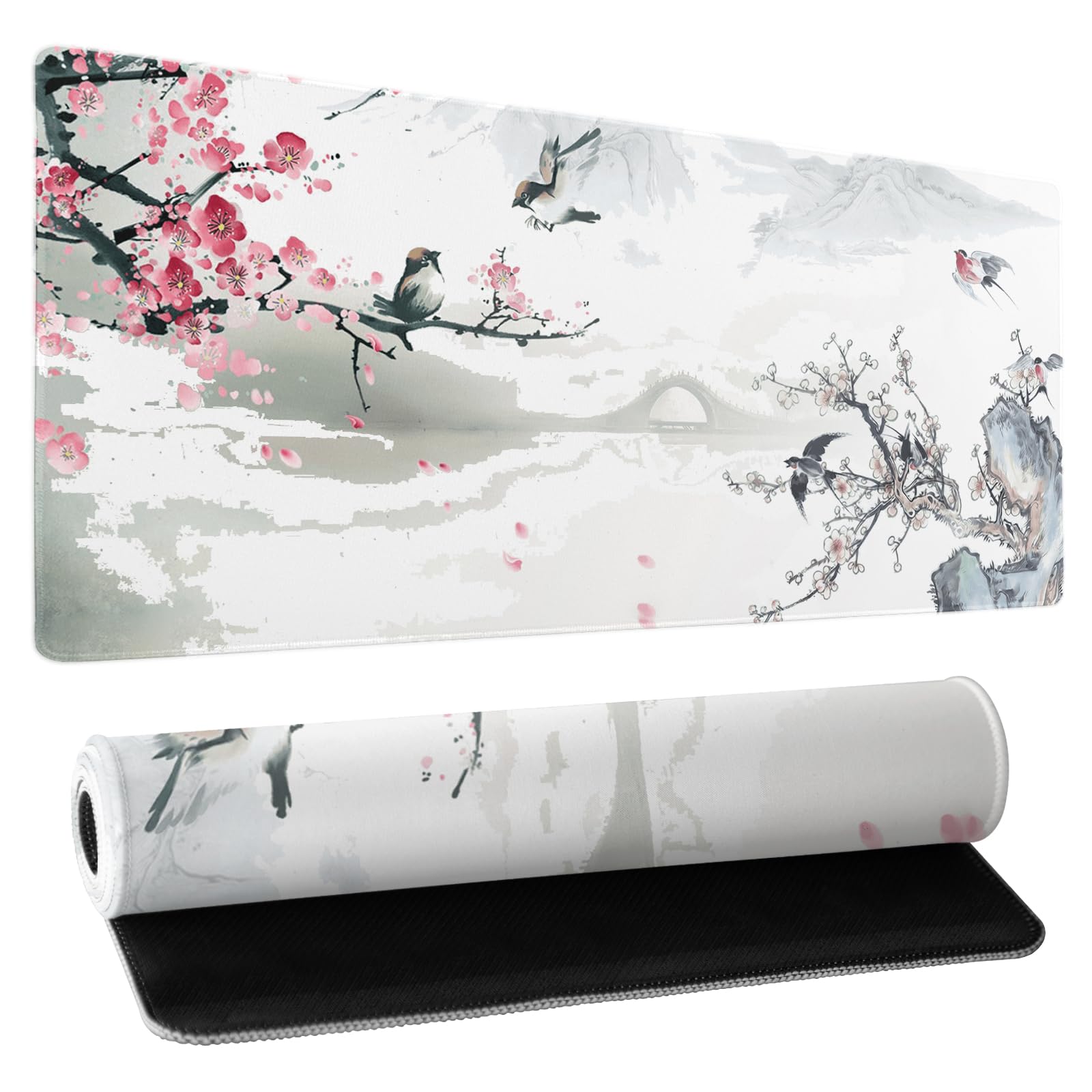 Cherry Blossom Gaming Mouse Pad - Large Non-Slip Desk Mat for PC, Office & Home Use