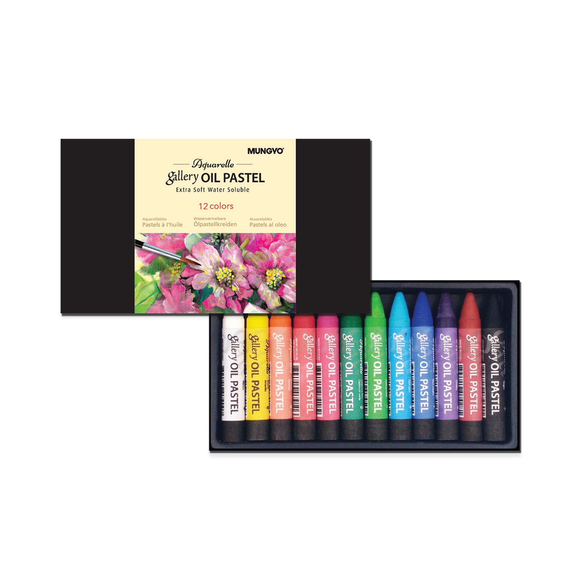 12 Pack Water Soluble Oil Pastels - Non-Toxic Vibrant Colors for Artists & Students - Perfect for Sketching, Blending & Mixed Media Art