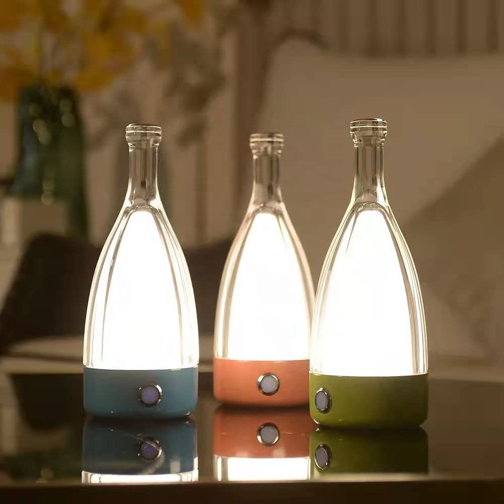 Anna Modern Table Lamp - Portable Wireless LED Bottle Light with Dimming Touch Control, USB Rechargeable for Home, Office, Hotel & Restaurant Decor | Perfect for Bedside, Desk & Dining Ambience (Red)