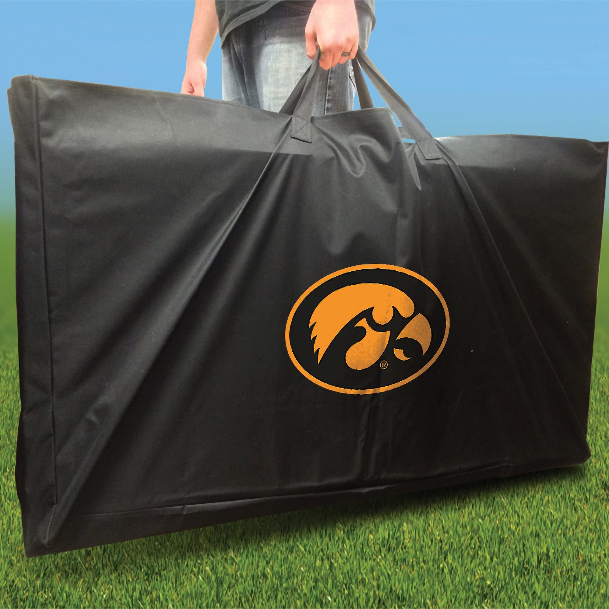 Skip's Garage Iowa Hawkeye Cornhole Board Set - Official Team Logo Design - Regulation Size Bean Bag Toss Game for Tailgating, Backyard Parties & Outdoor Fun