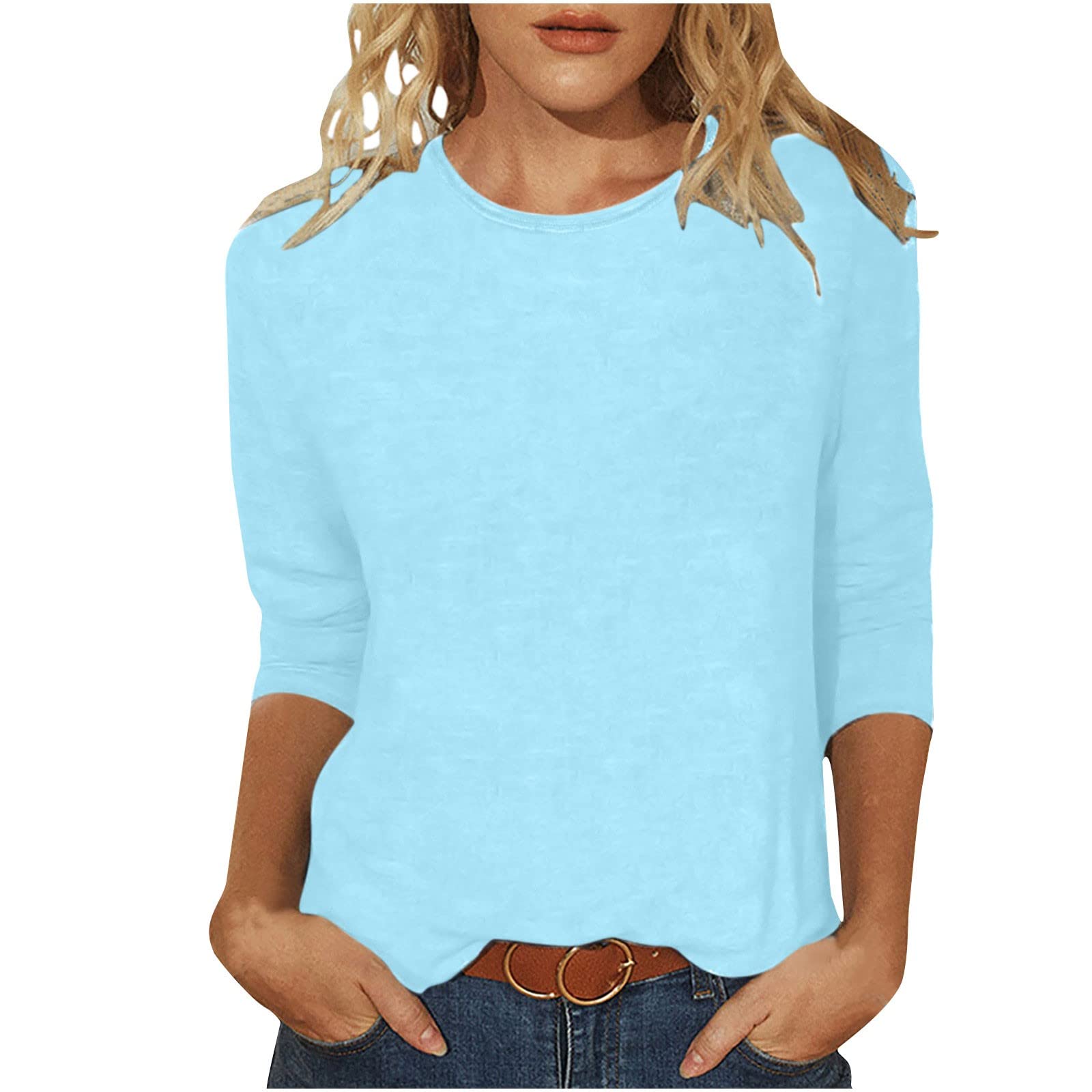2024 Women's Summer Tunic Tops - 3/4 Sleeve Casual Blouse for Women | Dressy Going Out Shirts | Prime Deals & Clearance Sale | Perfect for Office, Date Night & Summer Outings