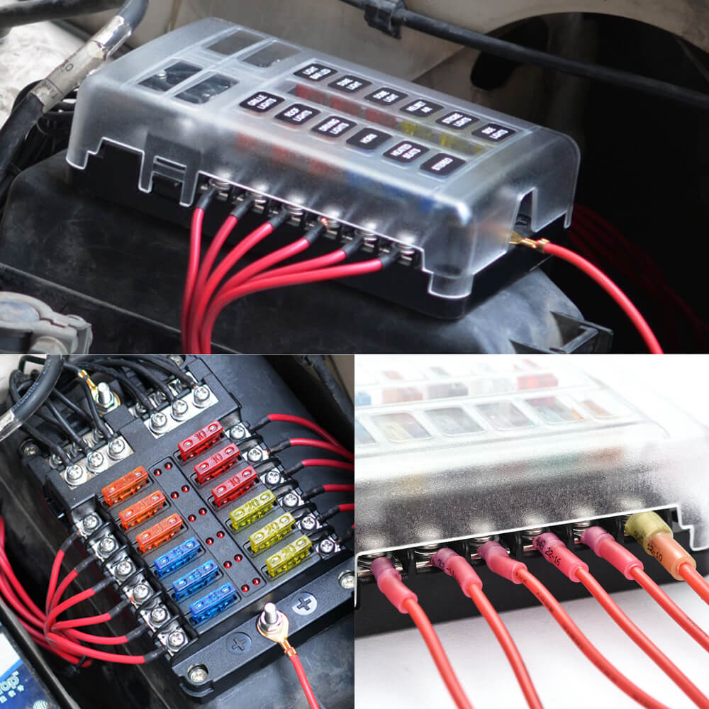 220 PCS Universal Car Fuses Kit - Standard & Mini Size with 12 Way Blade Fuse Box (Includes 24 Fuses) for Automotive Electrical Repairs, Vehicle Maintenance & Emergency Roadside Use