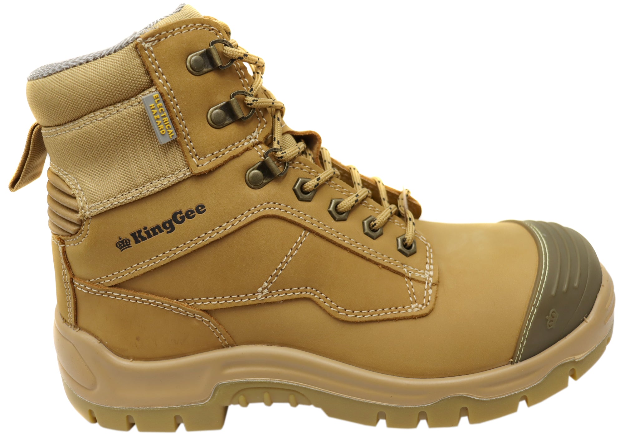 KingGee Men's 6 Inch Phoenix Zip & Lace Composite Toe Safety Work Boots - Durable Steel Toe Shoes for Construction, Warehouse & Outdoor Work