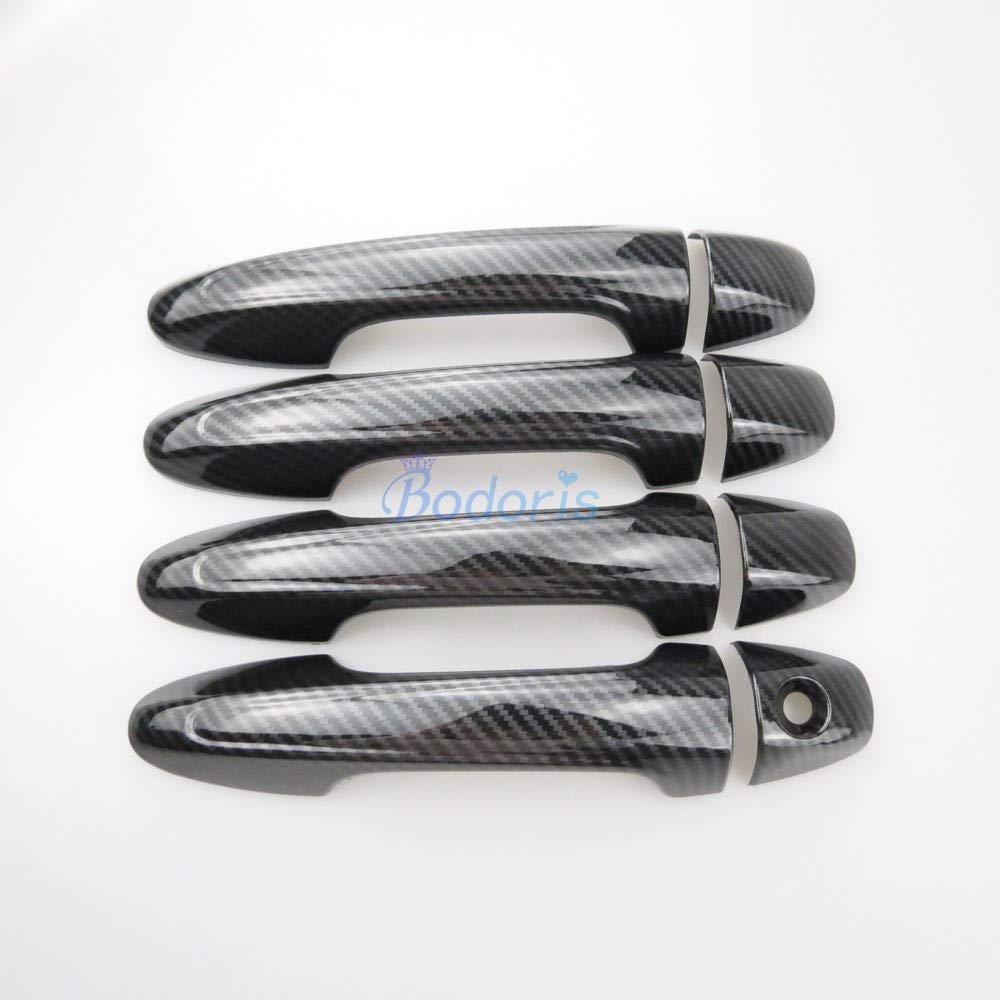 Carbon Fiber Door Handle Cover for Toyota RAV4 2014-2018, Hilux Revo 2015+, Innova & Fortuner 2016 - Premium Car Styling Accessories | Easy Installation & Weatherproof Protection | Perfect for Off-Road Adventures & Daily Commutes