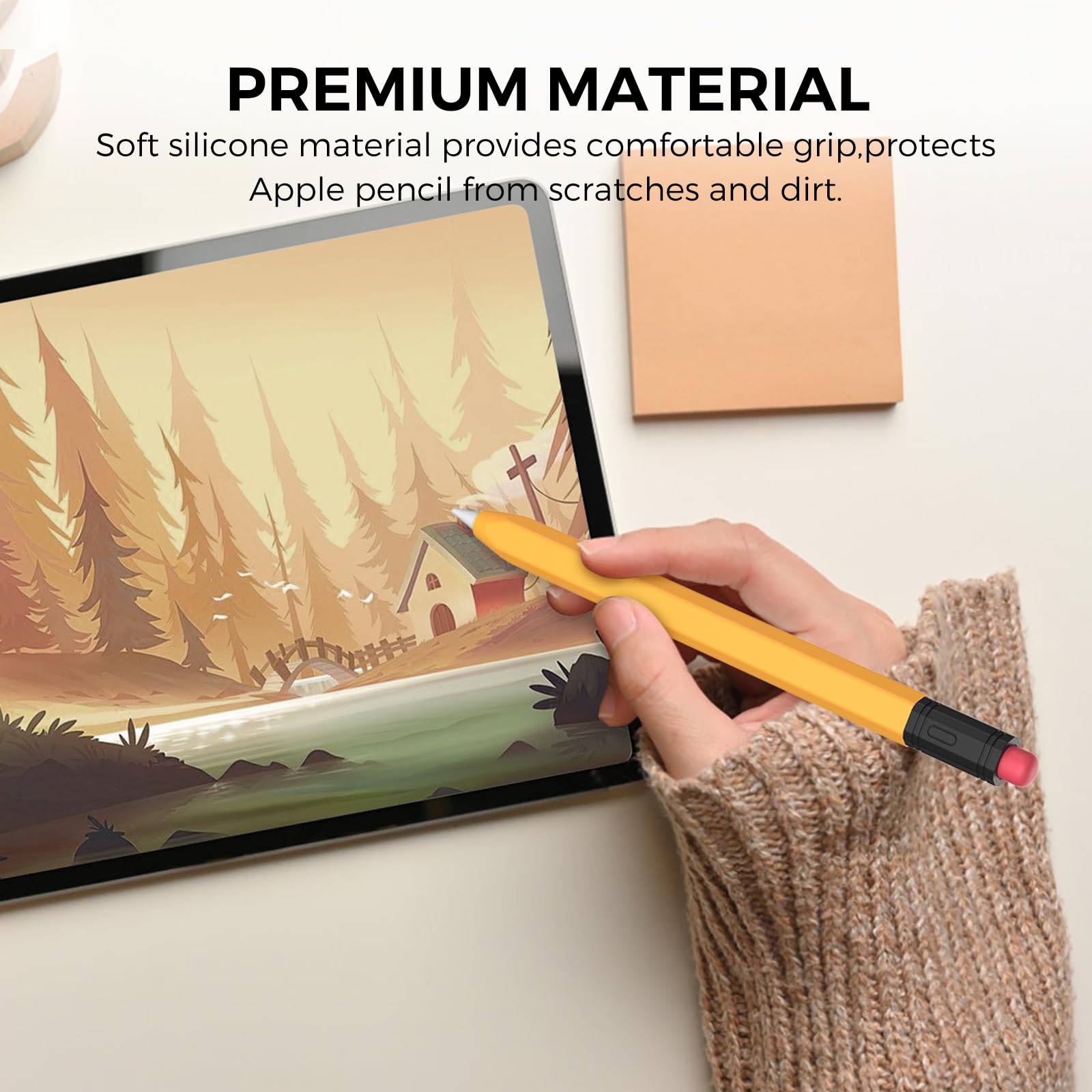 AhaStyle Classic Silicone Sleeve Cover for Apple Pencil USB-C - Protective Skin Holder with Grip Accessories (Yellow) | Compatible with Apple Pencil USB-C | Perfect for Drawing, Note-Taking & iPad Stylus Protection