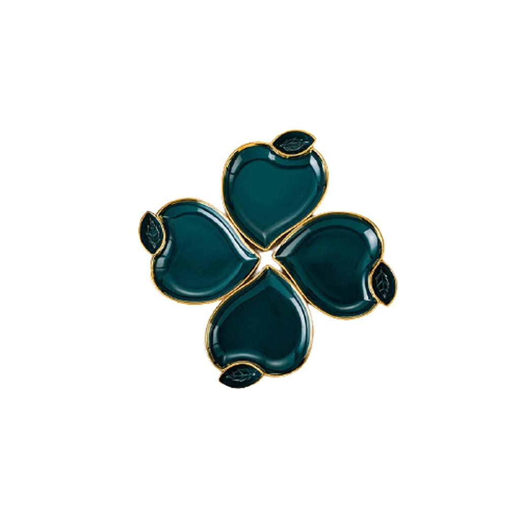 Heart-Shaped Ceramic Plates Set of 4 - 20x24.5x3.5cm Green Dinner Plates for Pasta, Desserts, Soup, Fruits & Dips - Perfect for Kitchen, Dining, Parties & Romantic Dinners
