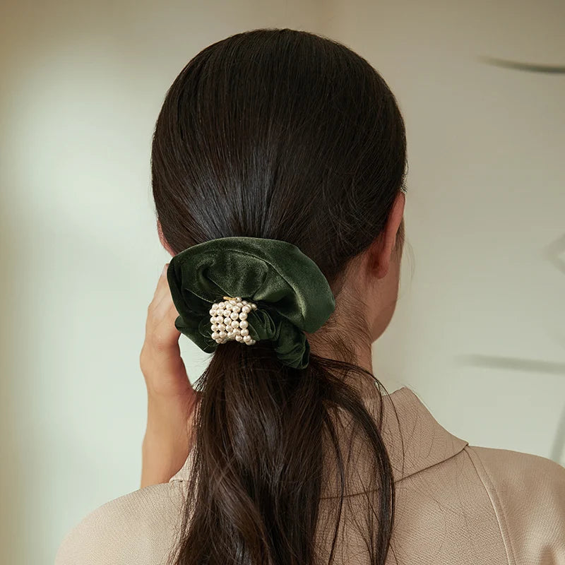 Jewel Large Scrunchies for Women - Elegant Hair Accessories with Rhinestones for Ponytails, Buns & Braids - Perfect for Parties, Weddings & Everyday Use