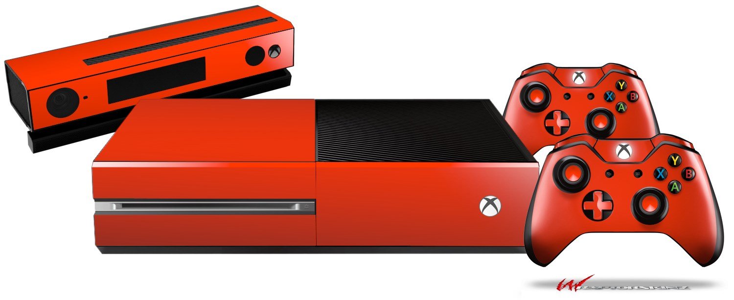 Solids Collection Red Holiday Bundle - WraptorSkinz Vinyl Skin Wrap for XBOX One Original Console, Kinect & 2 Controllers | Custom Decal Design | Perfect for Gaming Setups & Holiday Gifts (Gaming System Not Included)