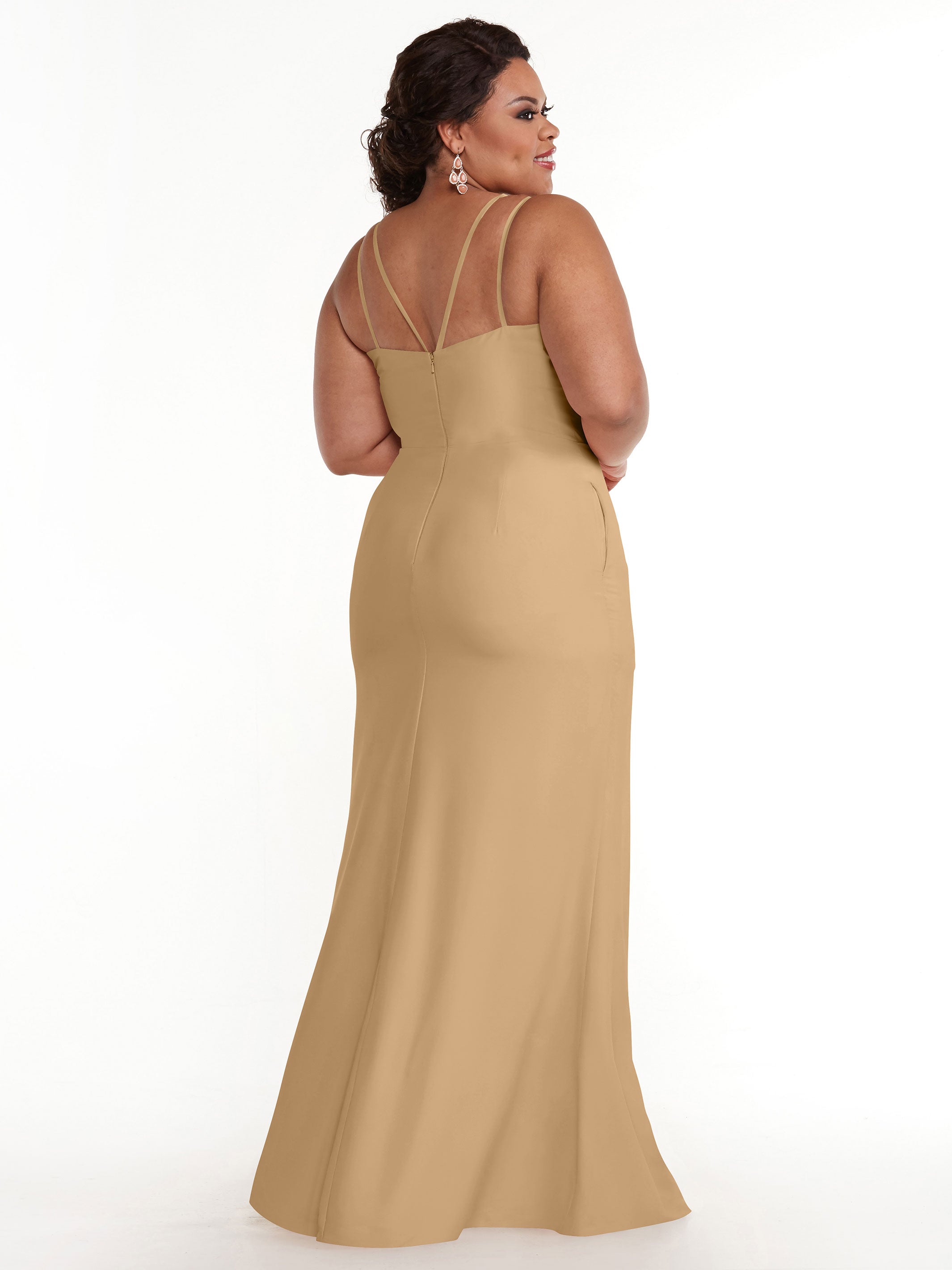 Elegant 83030 Sheath Stretch Chiffon Bridesmaid Dress with Bateau Neckline & Thigh Slit - Perfect for Weddings, Formal Events & Evening Parties