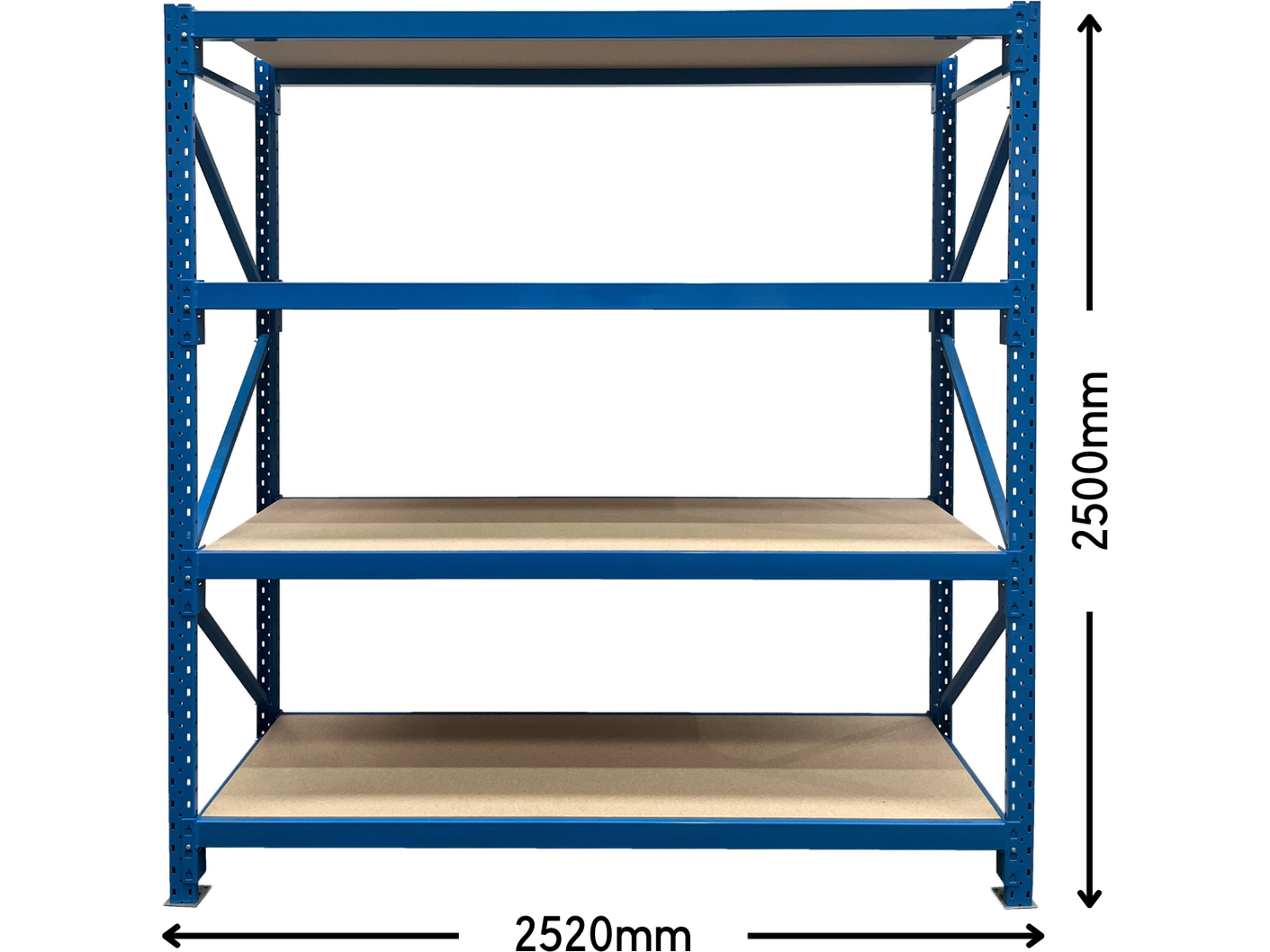Longspan Shelving Starter Bay with 4 Levels - Heavy Duty Industrial Storage Rack for Warehouse, Garage & Workshop Organization