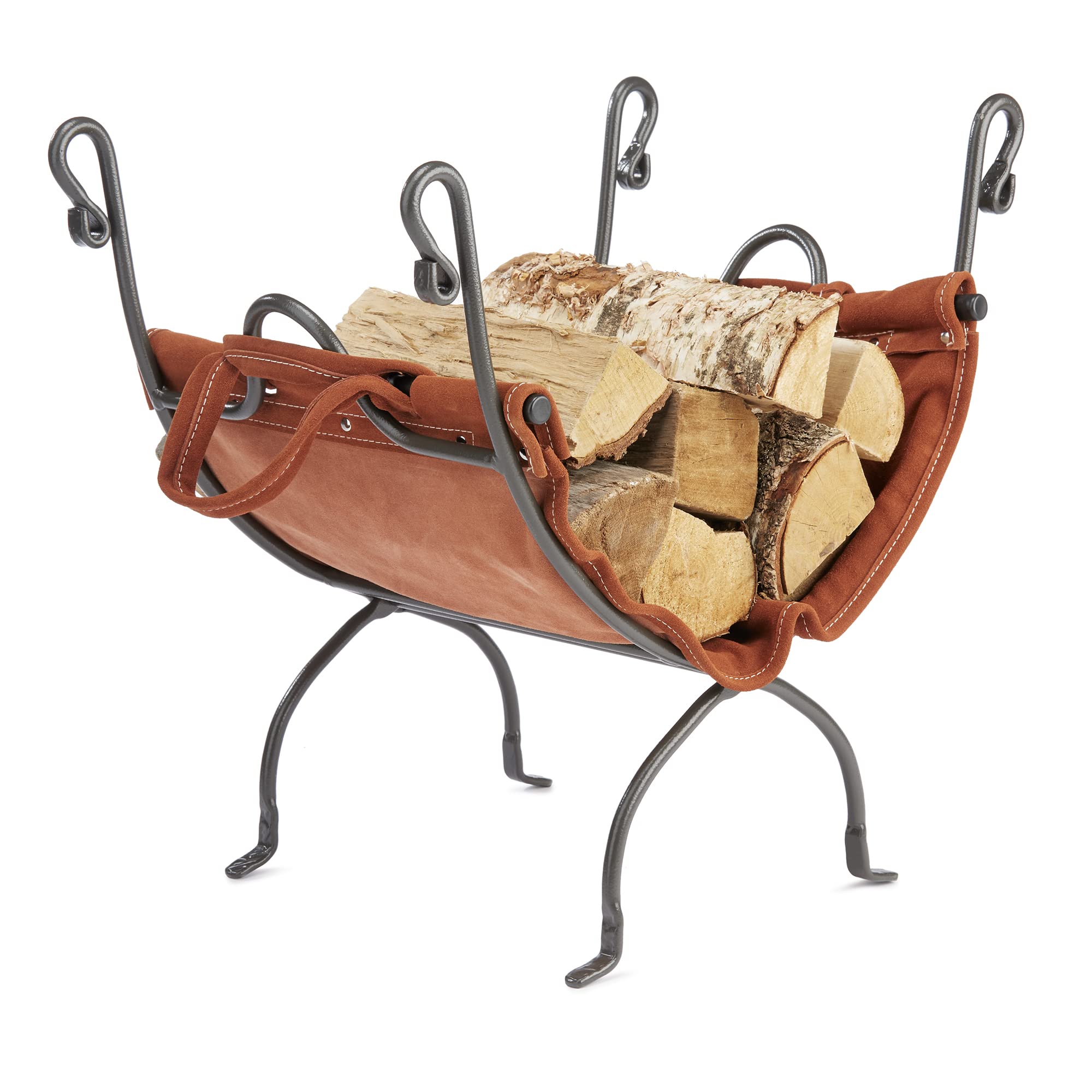 UniFlame Olde World Iron Firewood Log Holder - Rustic Fireplace Accessory for Indoor & Outdoor Use - Perfect for Firewood Storage by the Hearth, Patio, or Campfire
