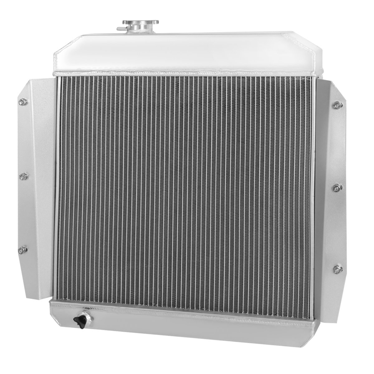 DNA Motoring RA+FS-CHEVYT55-3 3-Row Aluminum Radiator with Fan Shroud - Compatible with 1955-1959 Chevy C/K-Series Trucks, Pickups & Suburban (3100-3800 V8 Models) - High-Performance Cooling for Classic Car Restoration & Hot Rod Builds