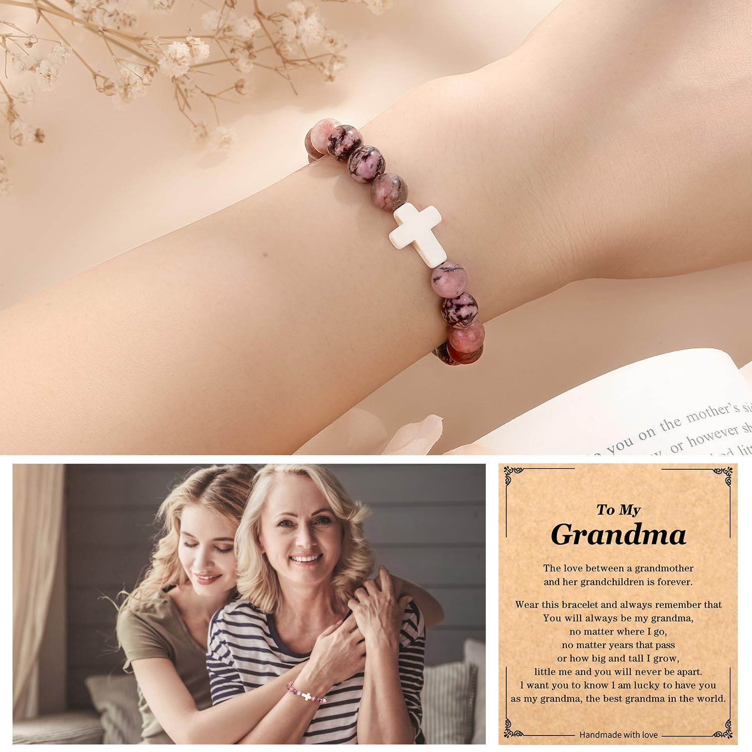 Christian Cross Bracelet for Women - Religious Easter Gifts, Inspirational Jesus Jewelry for Mom, Daughter, Sister, Grandma & Godmother - Perfect for Easter Basket Stuffers, Birthday & Faith-Based Occasions