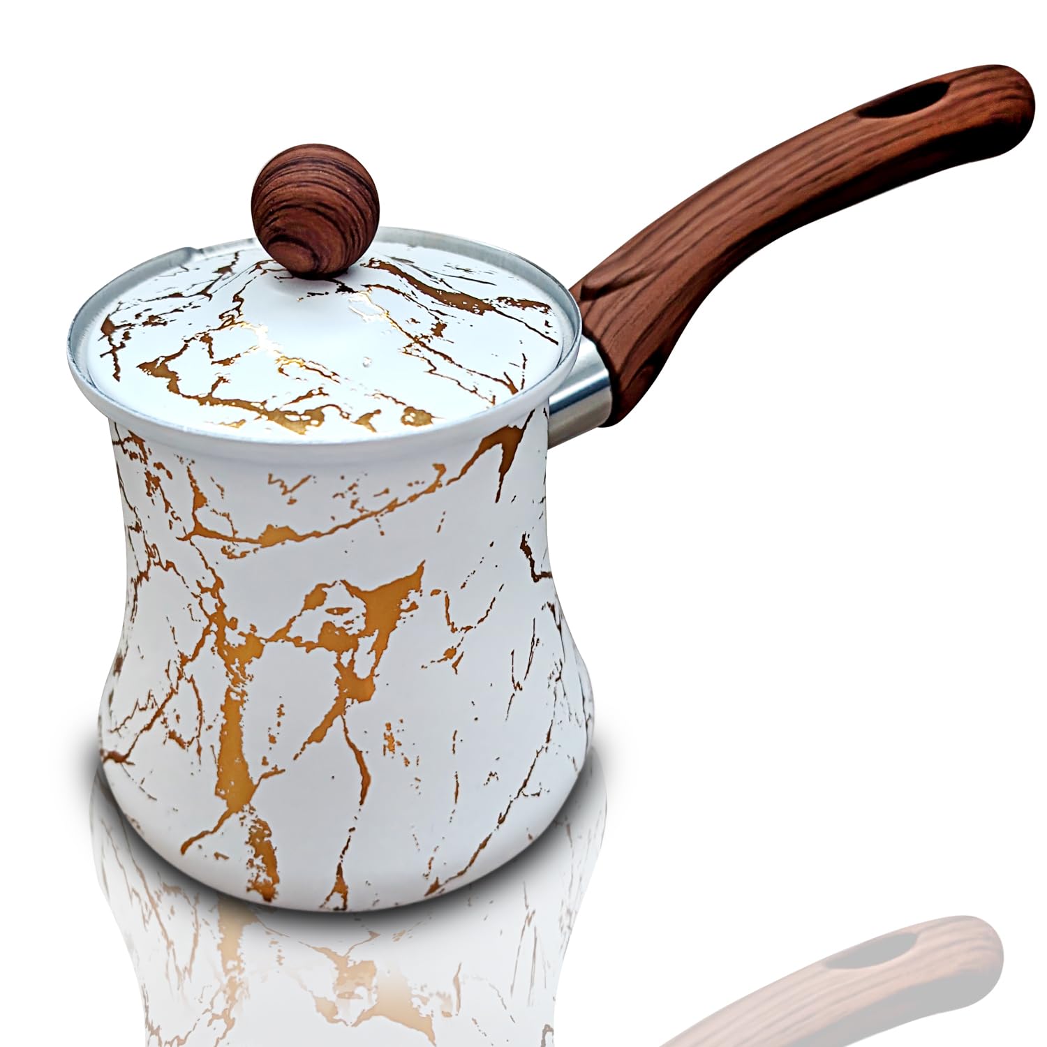 Premium 18.6 oz Turkish Coffee Pot - Stainless Steel Ibrik for Authentic Brewing - Durable Arabic Coffee Maker with Lid - Perfect for Home, Camping & Gifts - Ideal for Turkish, Greek & Middle Eastern Coffee Preparation