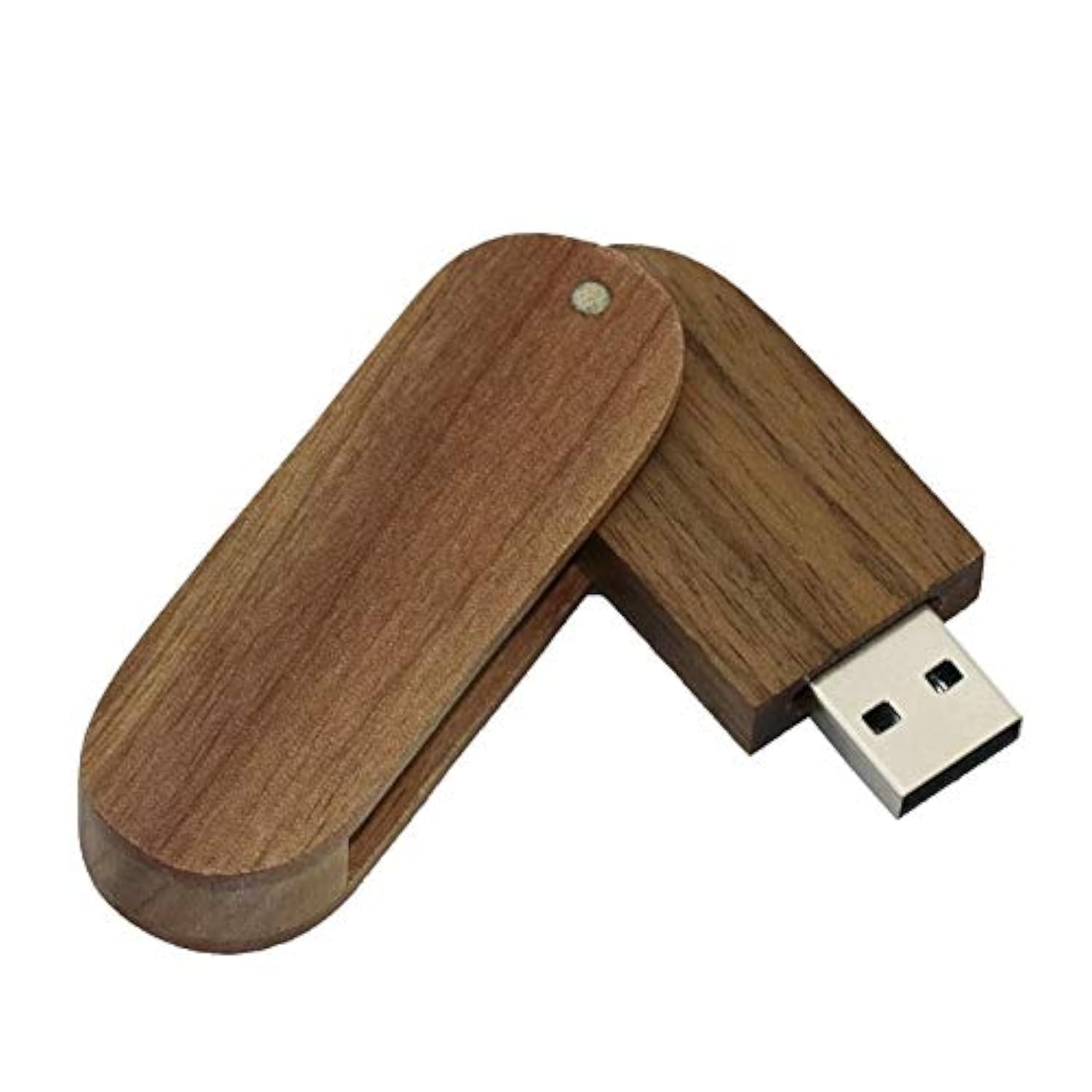 16GB Walnut Wood USB 2.0 Flash Drive - High Speed Rotational Thumb Drive with Keychain Hole - Perfect for Data Storage, File Transfer, School & Office Use