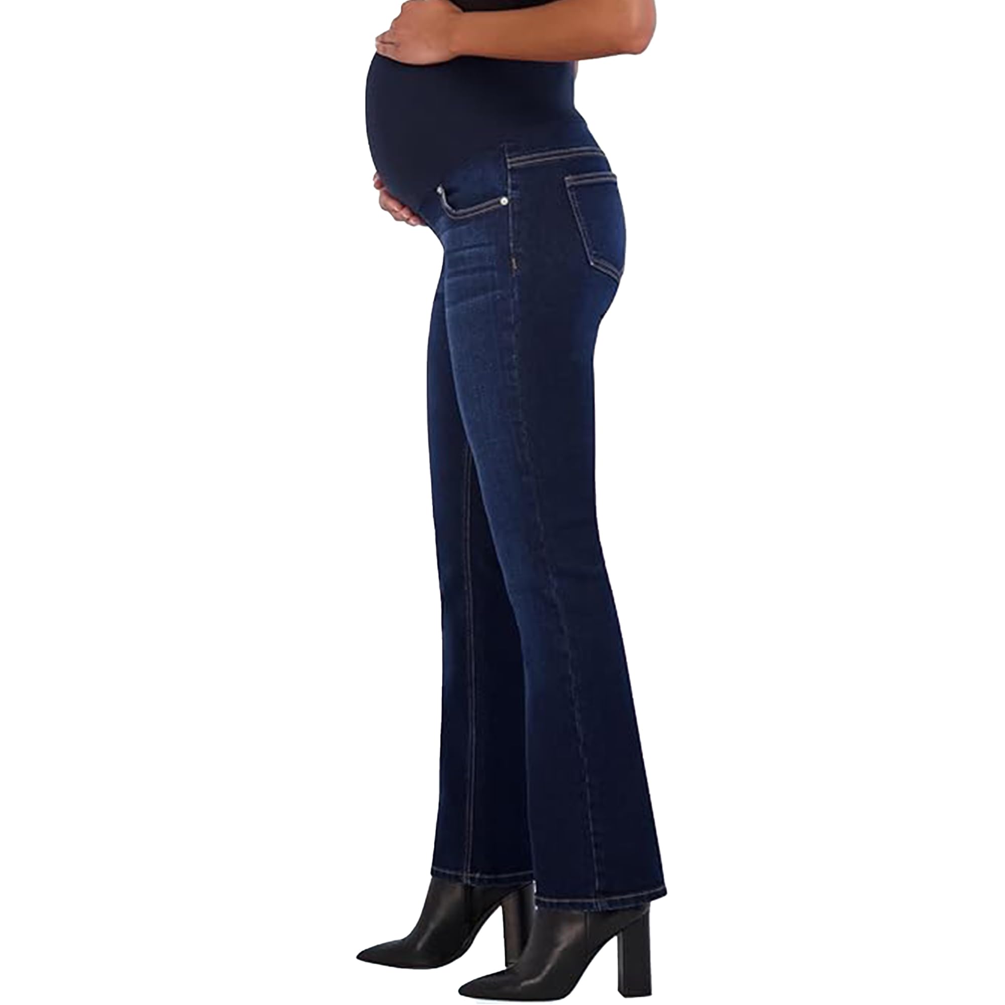 Savi Parker Women's Maternity Bootcut Jeans with Pockets - Stretch Denim Over The Belly Pregnancy Pants, 32.5
