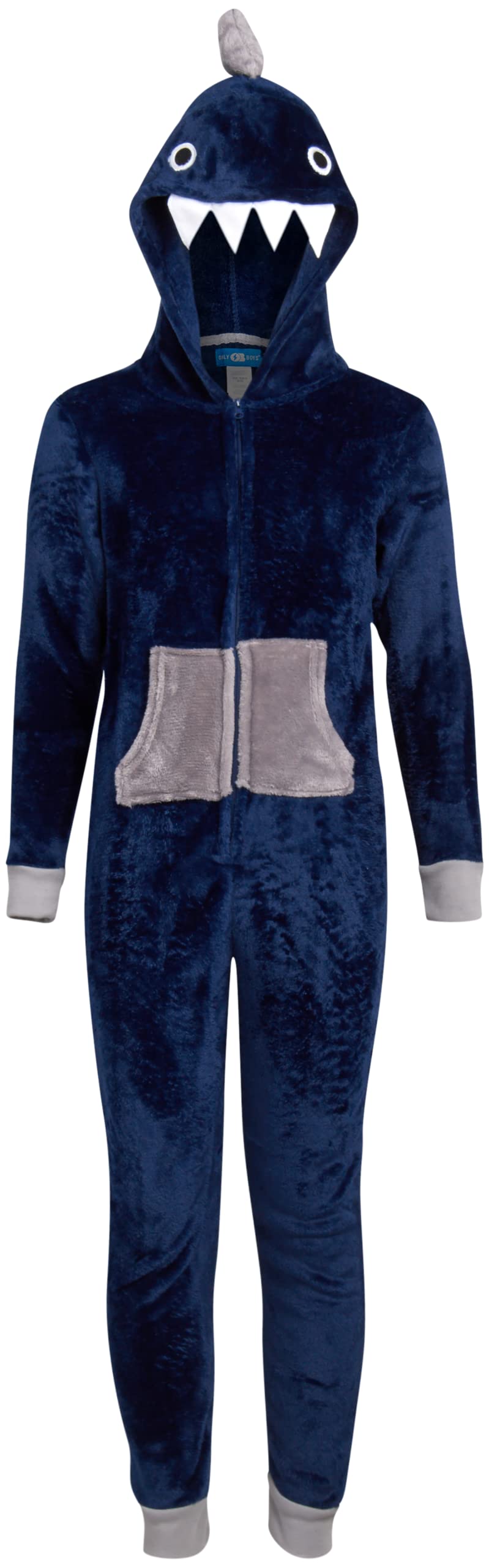 Boys' Fleece Hooded One Piece Pajama Costume - Shark, Dinosaur, Ninja, Cyclops & Monster Designs for Kids | Warm & Cozy Sleepwear for Winter Nights, Halloween Costumes & Family Matching Pajama Sets