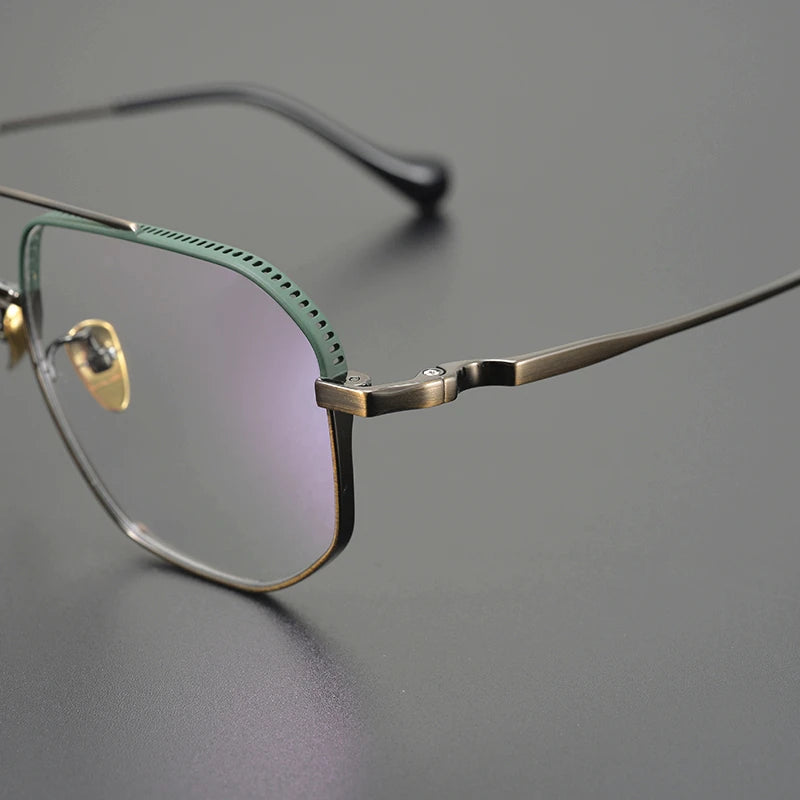 Aimee Unisex Full Rim Square Double Bridge Titanium Acetate Eyeglasses Frame 1350 - Lightweight Durable Glasses for Work, Reading & Fashion