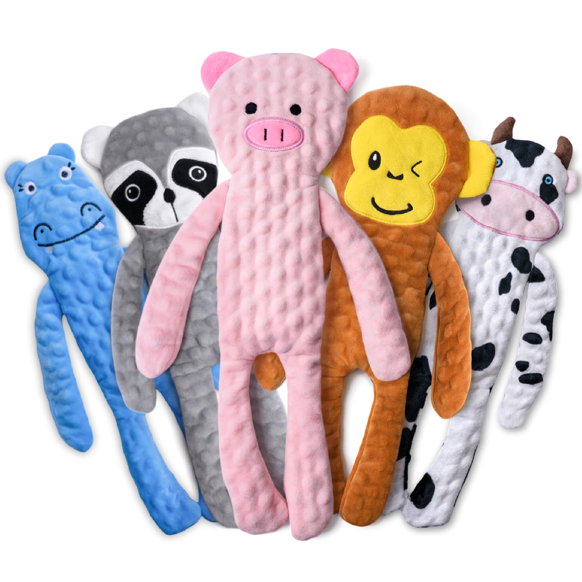SHARLOVY 5-Pack No Stuffing Squeaky Dog Toys for Large Dogs - Durable Crinkle Puppy Teething Toys, Interactive Plush Chew Toys for Aggressive Chewers - Perfect for Playtime, Training & Anxiety Relief