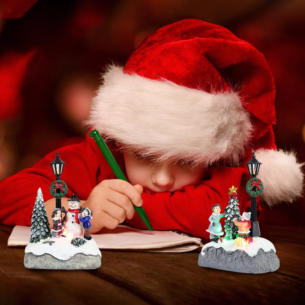 Battery Operated Christmas Village Set - LED Lighted Resin Holiday Houses & Town Decor for Christmas Tree, Mantel or Tabletop Display | Indoor Winter Village Scene Collection