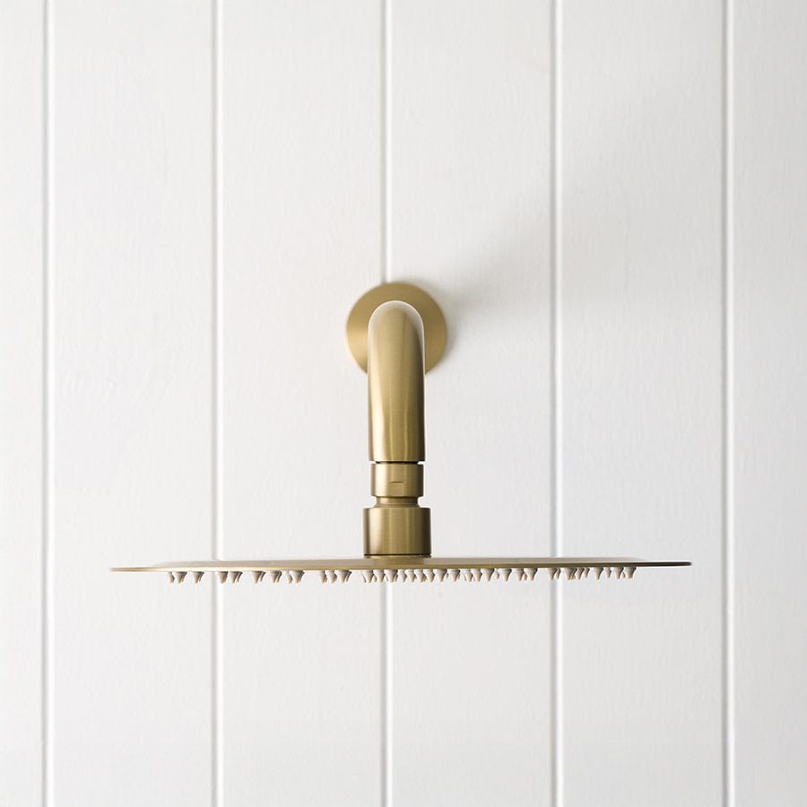 Brushed Nickel Wall Mount Shower Arm and Shower Head Set - 250mm for Bathroom & Spa Relaxation