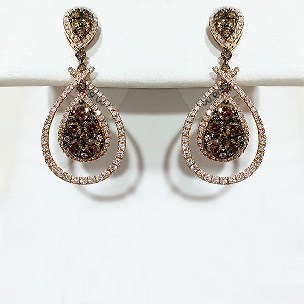 14K Rose Gold Brown Diamond Stud Earrings for Women - Elegant & Hypoallergenic Jewelry Gift for Anniversary, Birthday, or Special Occasions
