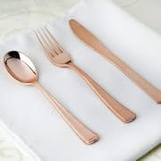 Efavormart 30-Pack Rose Gold Disposable Plastic Silverware Set - Heavy Duty 7