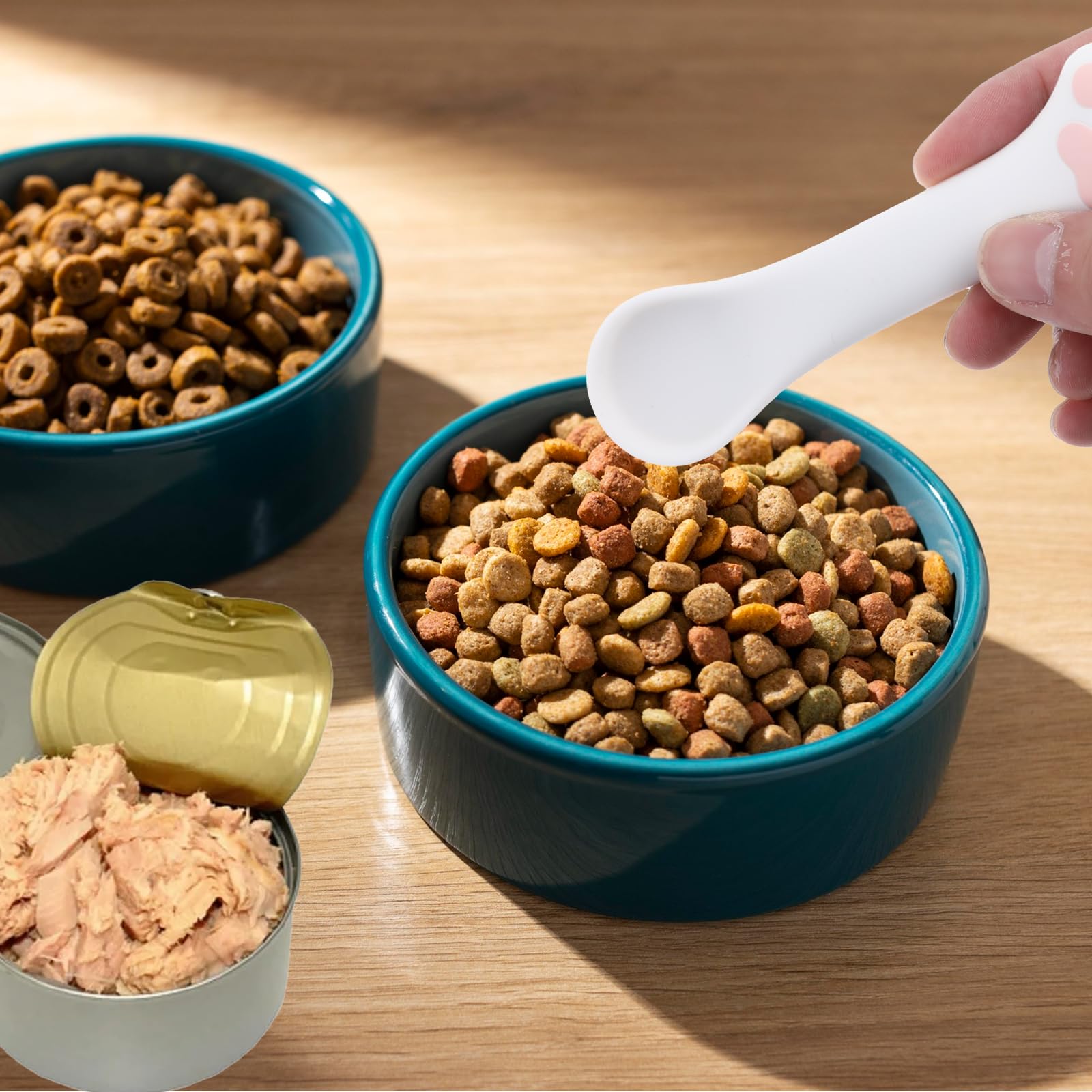 Paw-Shaped Silicone Cat Food Spoon & Can Opener Set - 2-Piece Cute Pet Food Spatula for Wet or Dry Dog & Cat Treats - Perfect for Easy Feeding & Portion Control