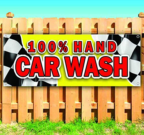 13 oz Heavy-Duty Vinyl Car Wash Banner with Metal Grommets - Durable Non-Fabric Sign for Auto Detailing Business & Car Wash Promotion