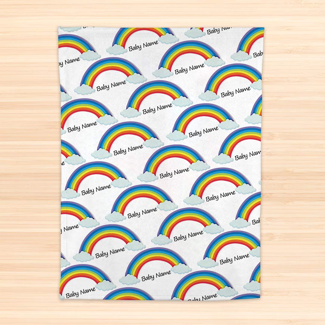 Personalized Baby Rainbow Blankets for Boys & Girls - Custom Name Soft Plush Minky Dot Blanket - Cozy Newborn Gift for Nursery, Christening & Baby Showers