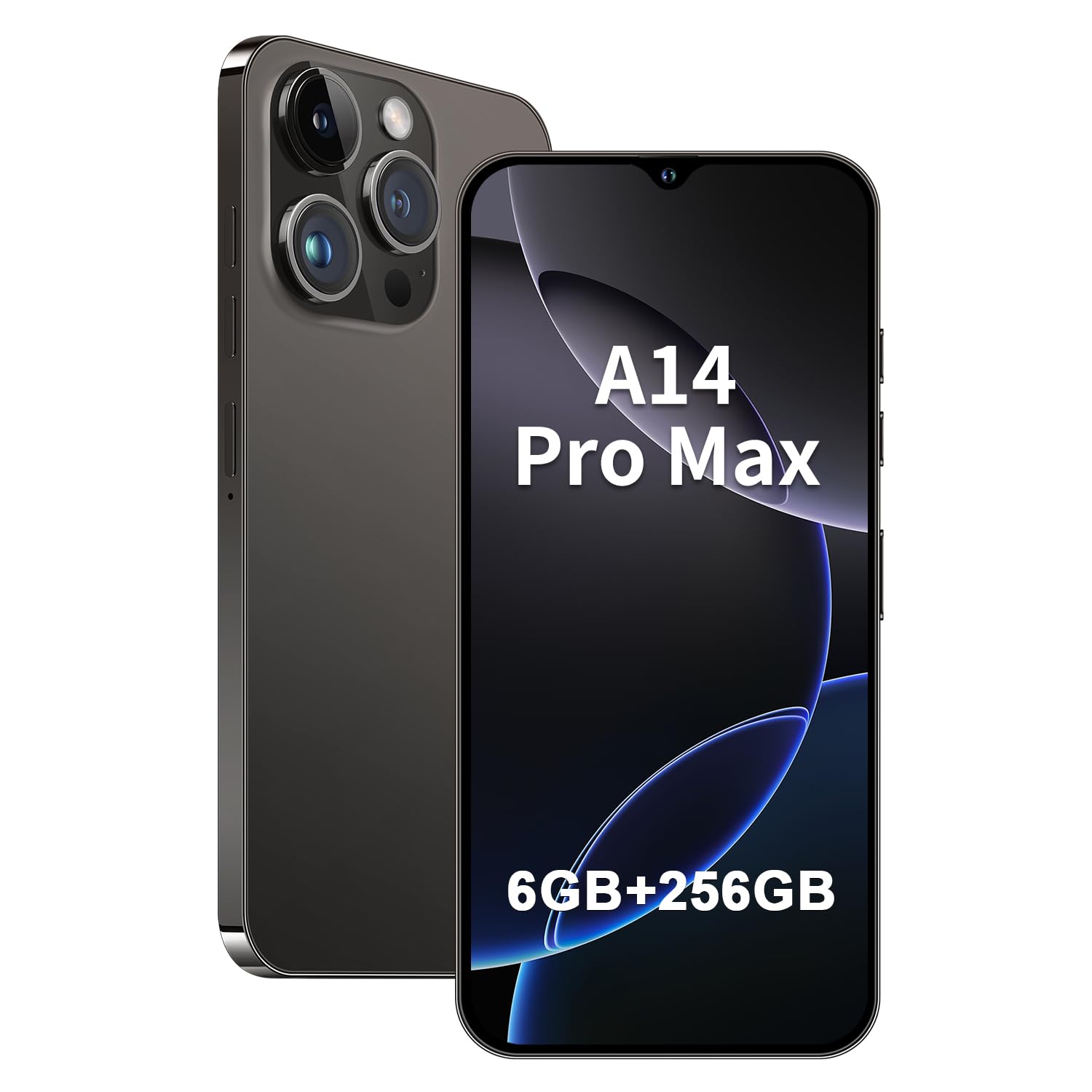 Unlocked A14 Pro Max Android Smartphone - 6GB RAM 256GB Storage, 24MP+50MP Dual Camera, 5000mAh Long Battery Life, 6.8