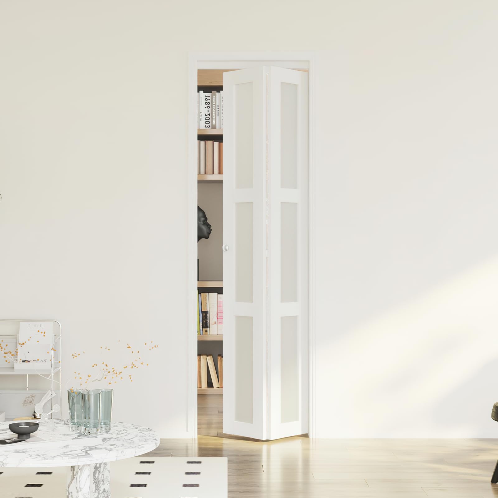 3 Panel Frosted Glass Bi-Fold Closet Door for 24