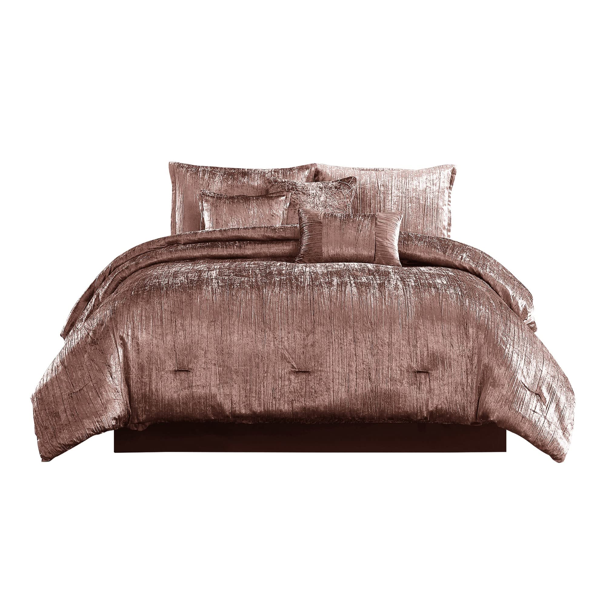 Benjara 7-Piece King Size Comforter Set - Luxurious Shimmering Pink Bedding Collection | Perfect for Master Bedroom, Guest Room & Cozy Home Decor