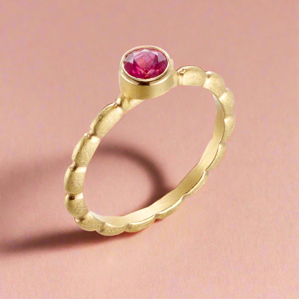 Exquisite Mozambique Ruby Stackable Pillow Ring - Elegant Jewelry for Women, Perfect for Layering, Stacking & Everyday Wear - Ideal for Parties, Dates & Special Occasions